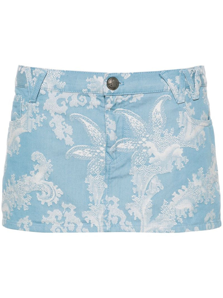 Blue Foam Denim Mini Skirt