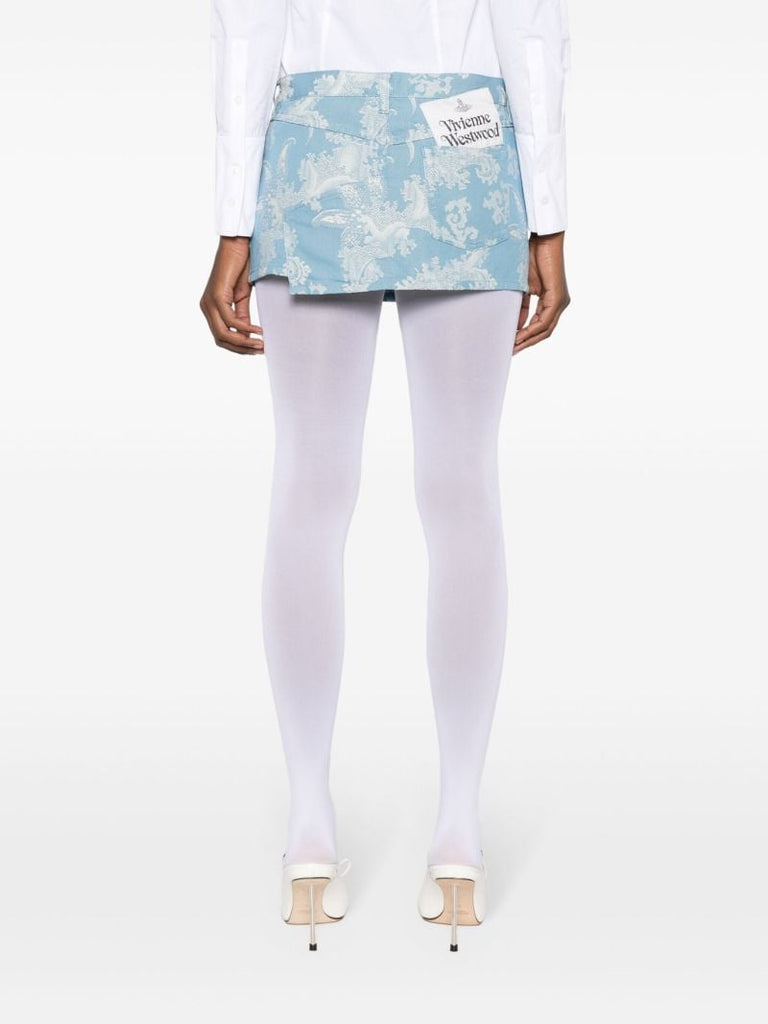 Blue Foam Denim Mini Skirt