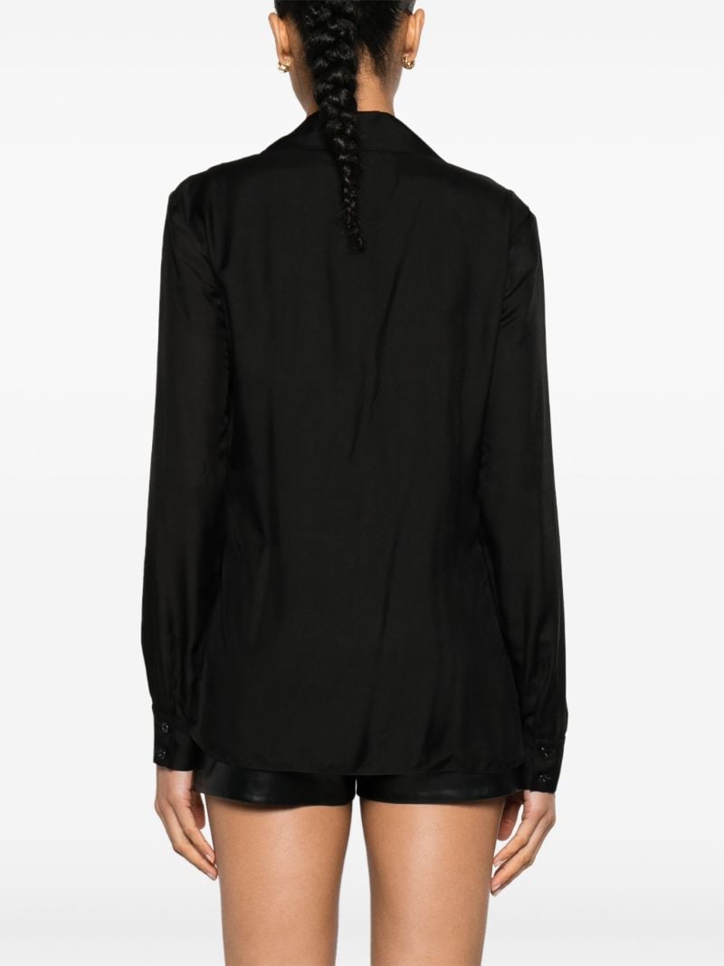 Black Ruffled V-neck Blouse