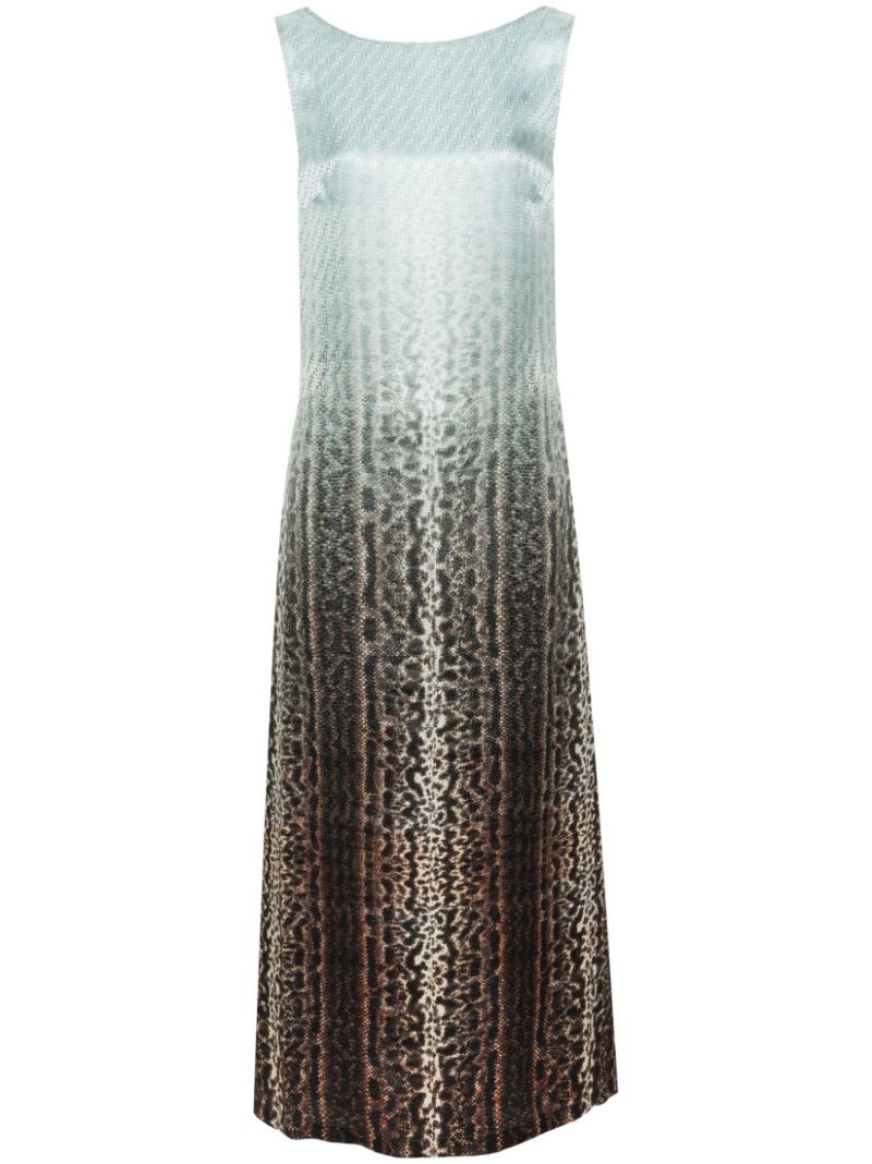 Blue Animalier Silk Midi Dress