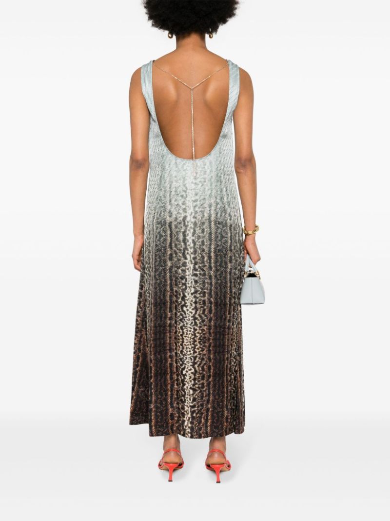 Blue Animalier Silk Midi Dress