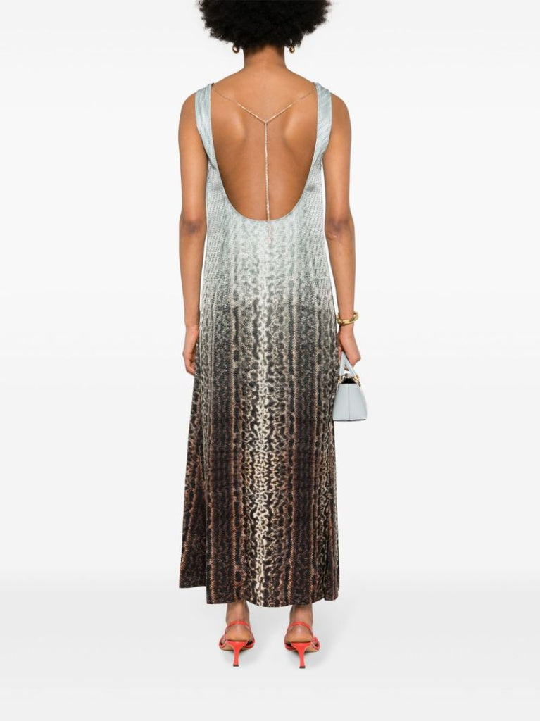 Blue Animalier Silk Midi Dress