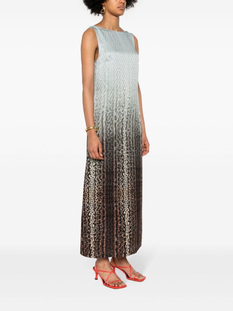 Blue Animalier Silk Midi Dress