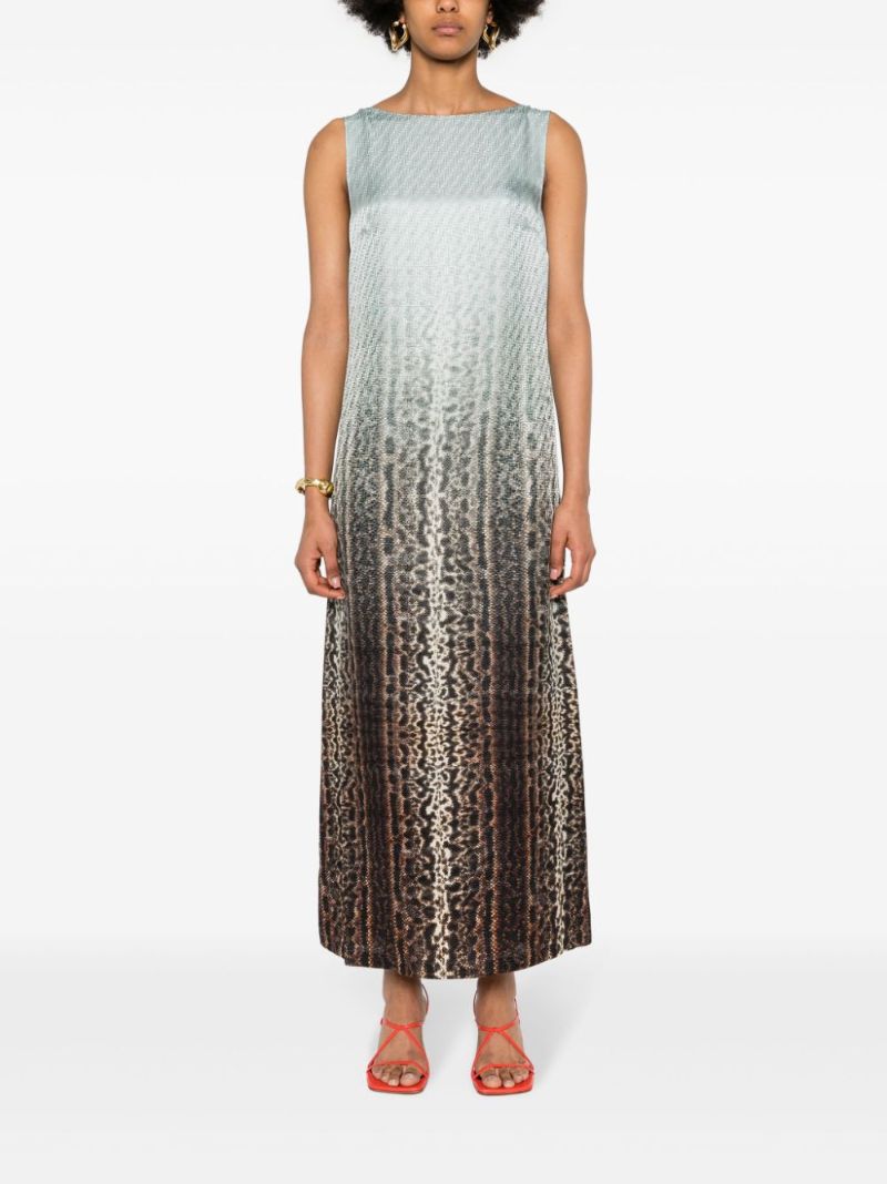 Blue Animalier Silk Midi Dress