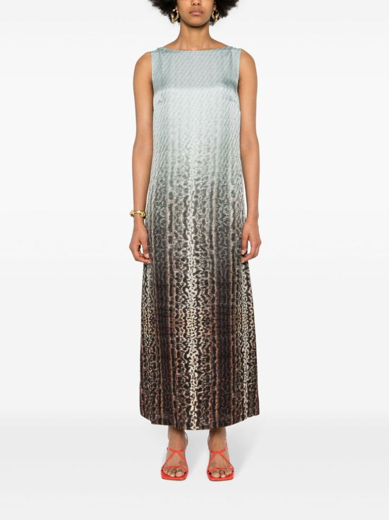 Blue Animalier Silk Midi Dress