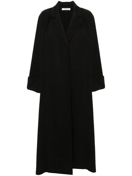 Black Buttoned Midi Cotton Coat