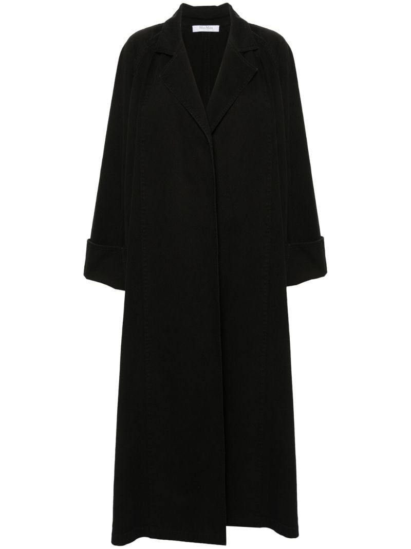 Black Buttoned Midi Cotton Coat