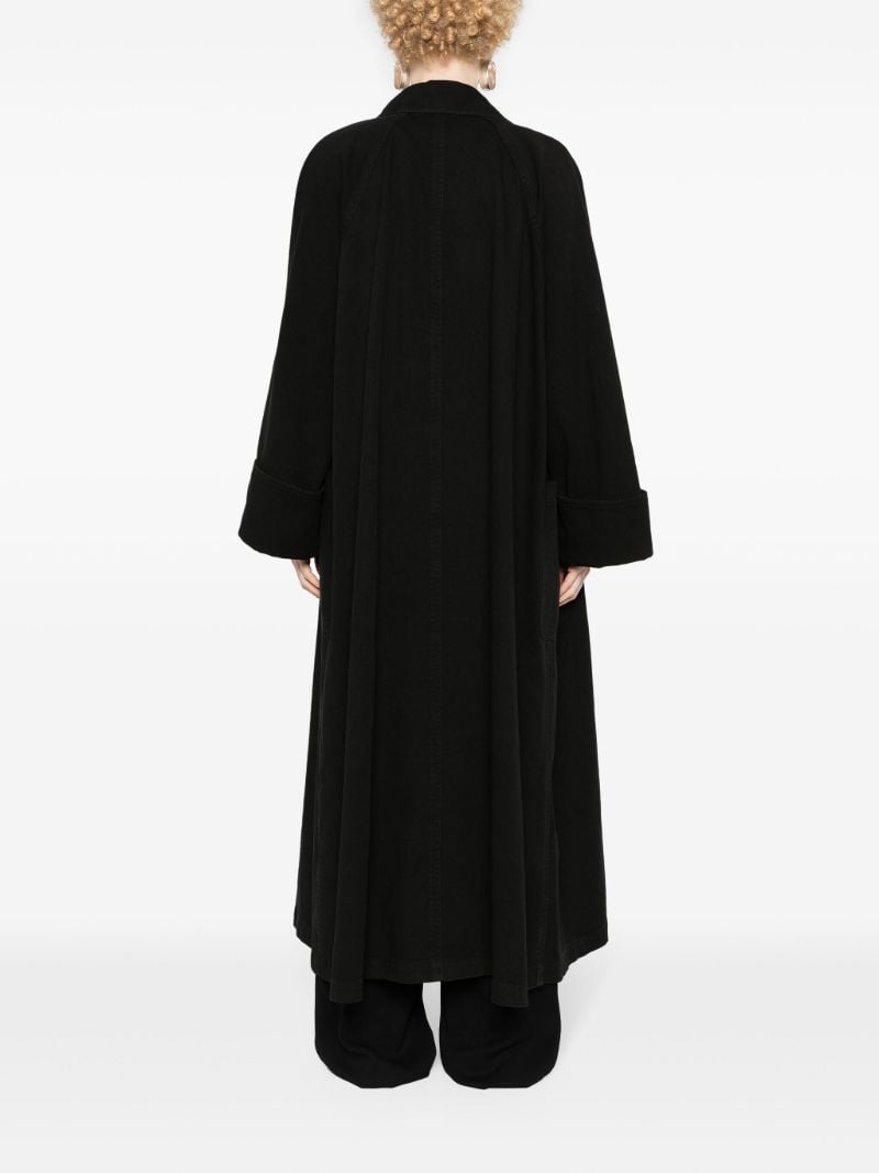 Black Buttoned Midi Cotton Coat