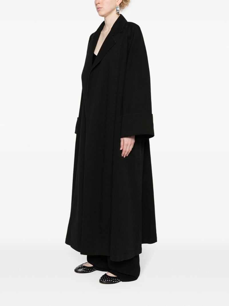 Black Buttoned Midi Cotton Coat
