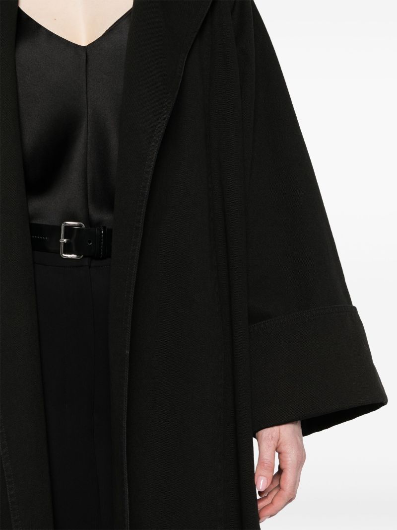 Black Buttoned Midi Cotton Coat