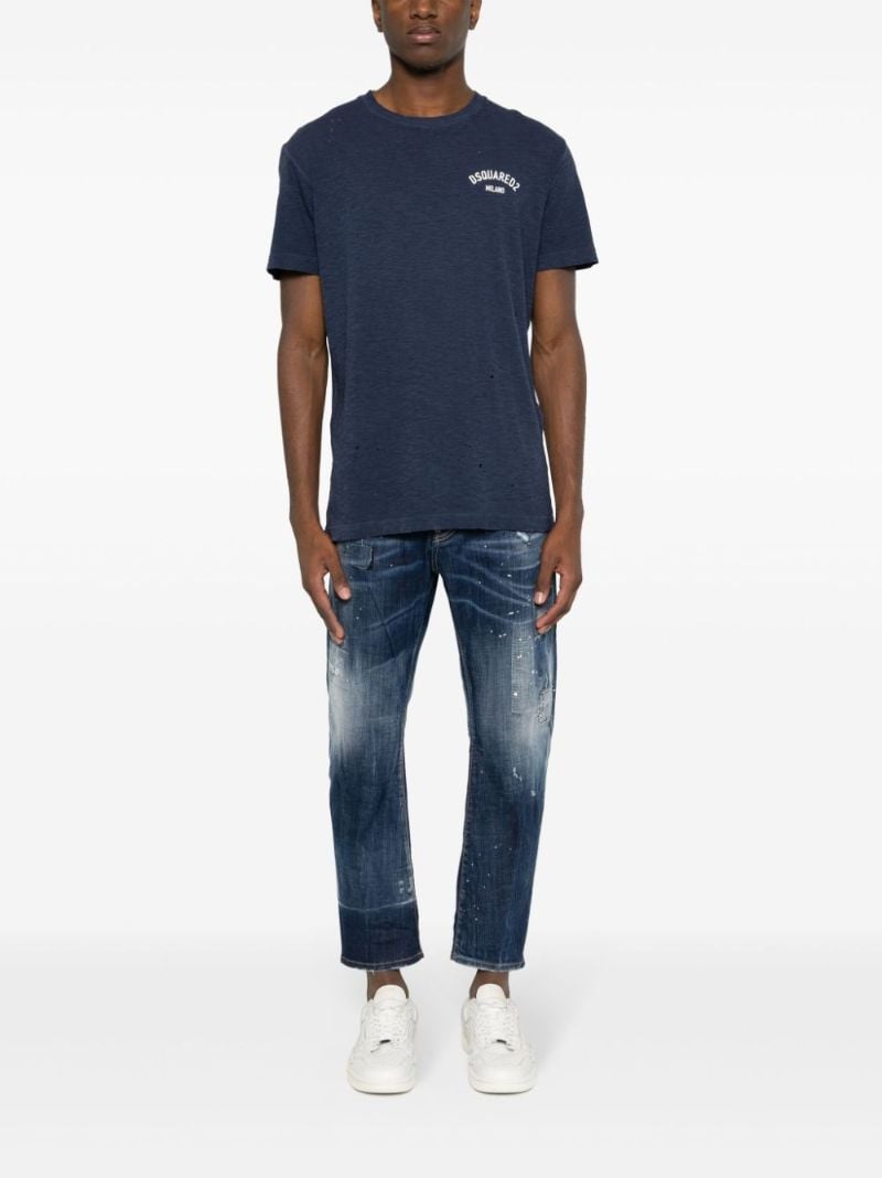Blue Logo-print Cotton T-shirt