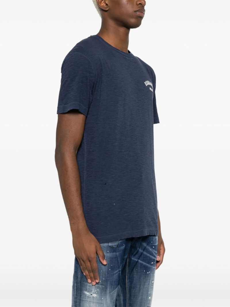 Blue Logo-print Cotton T-shirt