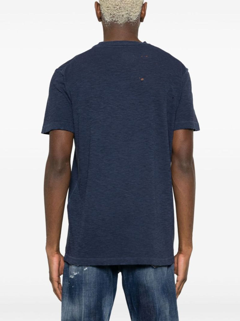 Blue Logo-print Cotton T-shirt