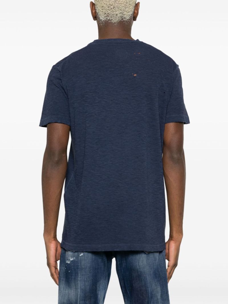 Blue Logo-print Cotton T-shirt