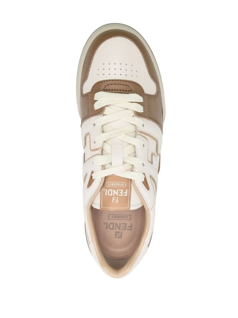 Neutral Fendi Match Leather Sneakers