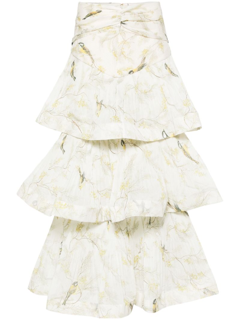 White Pleated Tiered Skirt