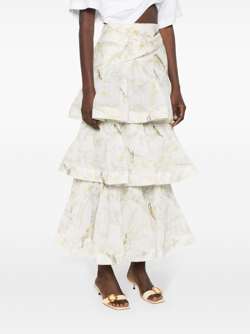 White Pleated Tiered Skirt