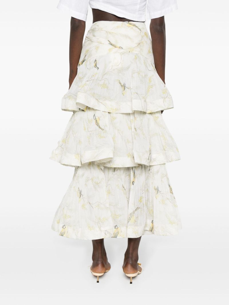 White Pleated Tiered Skirt