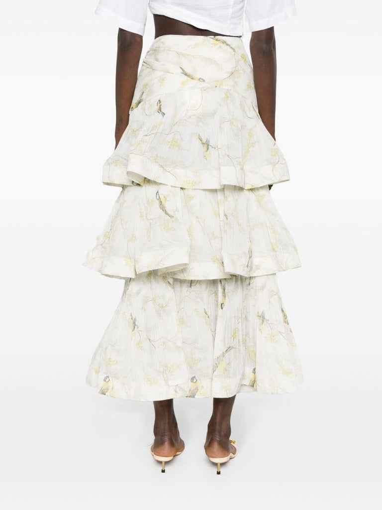 White Pleated Tiered Skirt