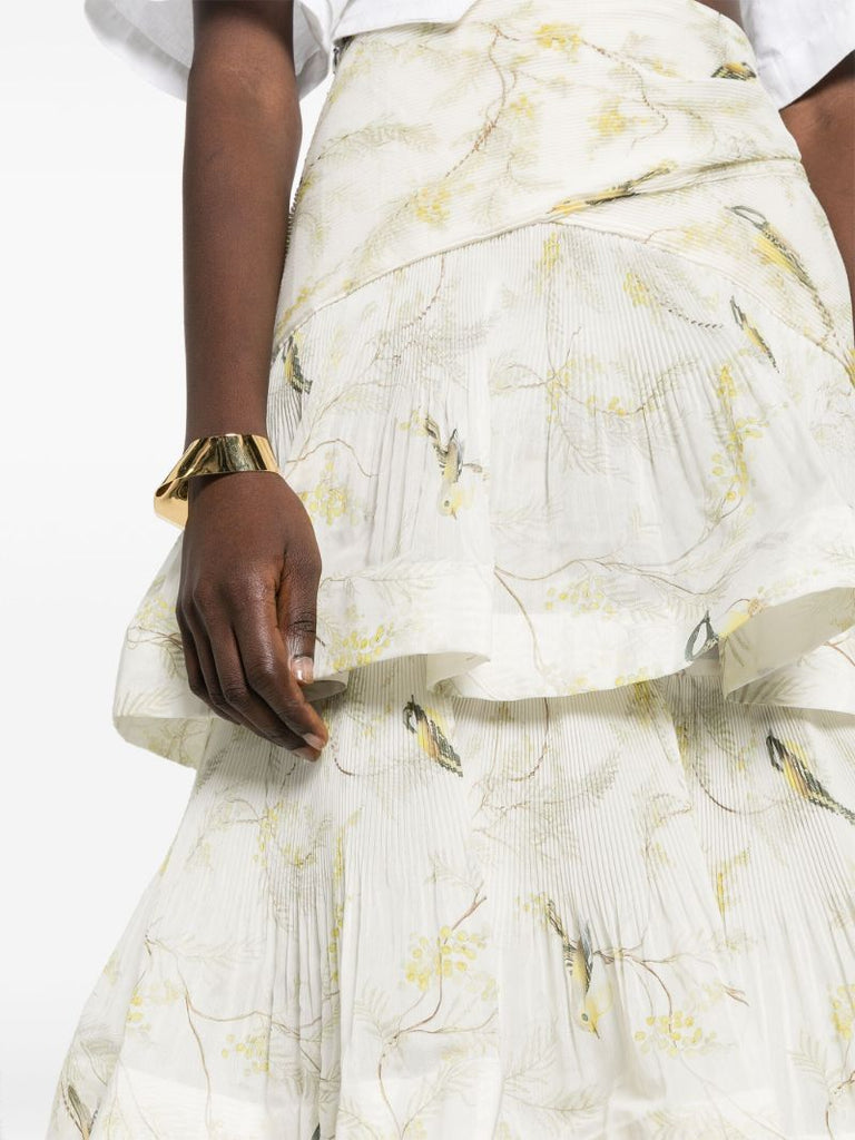 White Pleated Tiered Skirt