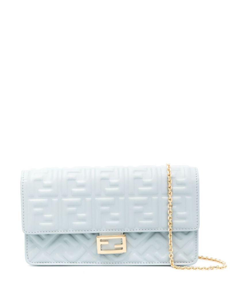 Blue Baguette Chain Large Leather Shoulder Bag