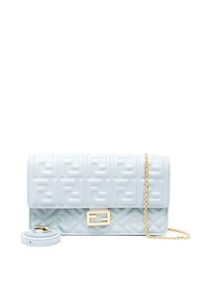 Blue Baguette Chain Large Leather Shoulder Bag