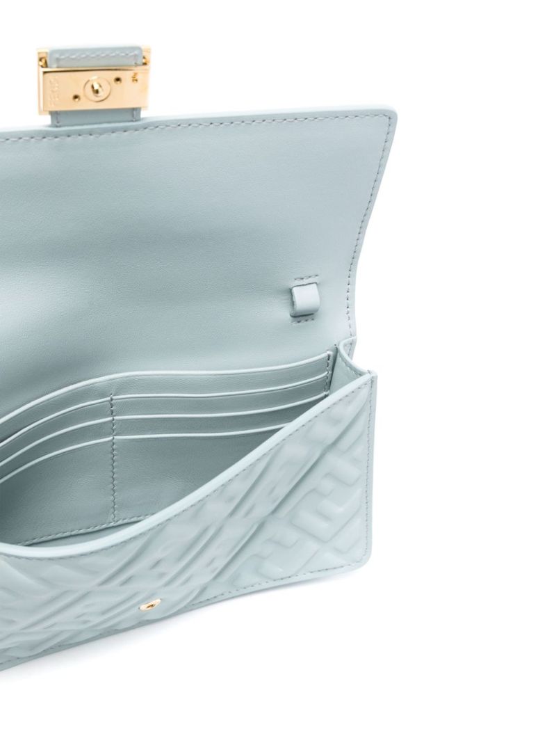 Blue Baguette Chain Large Leather Shoulder Bag