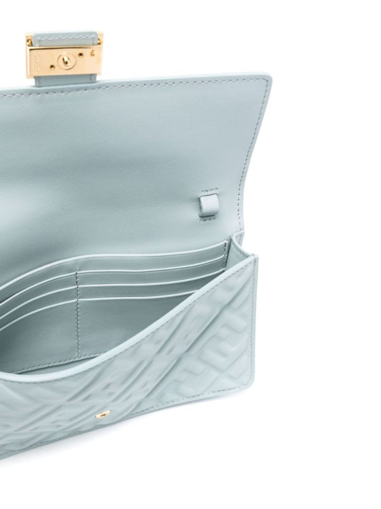 Blue Baguette Chain Large Leather Shoulder Bag