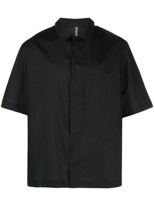 Black Patch-pocket Short-sleeve Shirt