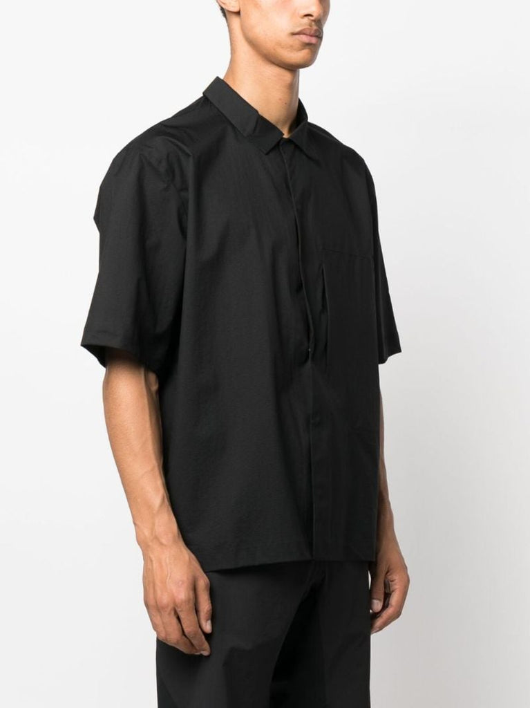 Black Patch-pocket Short-sleeve Shirt