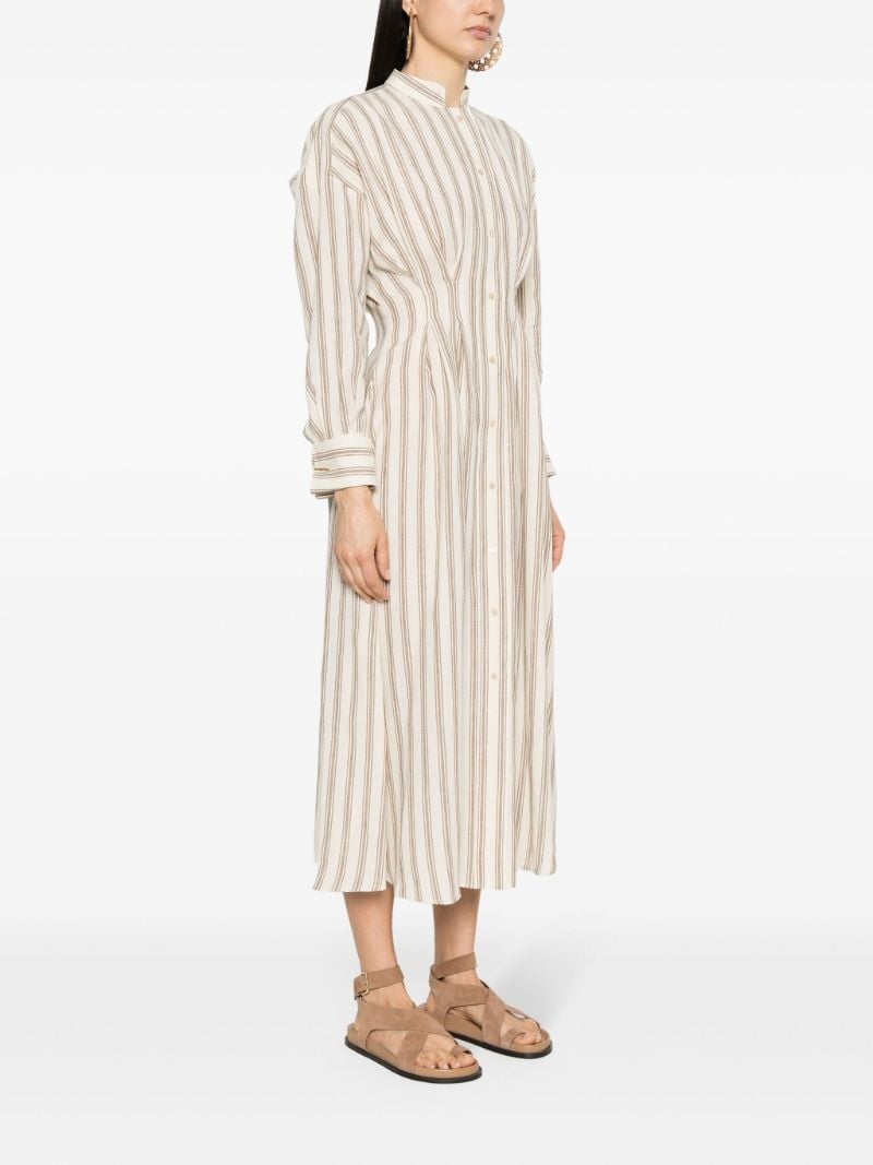 Neutral Striped Linen Shirt Dress