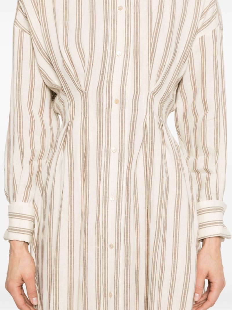 Neutral Striped Linen Shirt Dress
