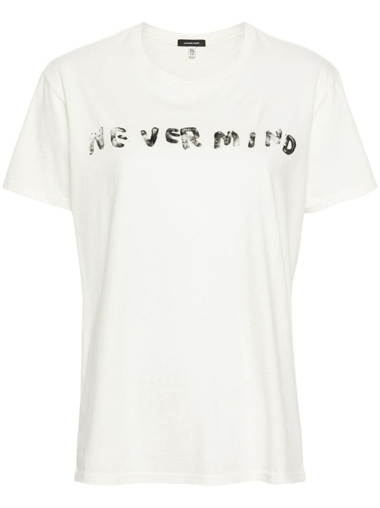 White Nevermind-print Cotton T-shirt