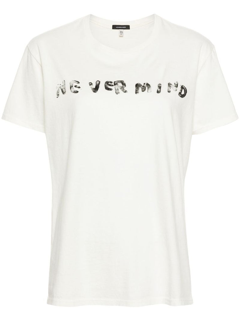 White Nevermind-print Cotton T-shirt