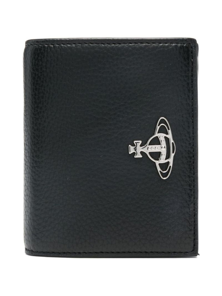 Black Orb-plaque Bi-fold Wallet