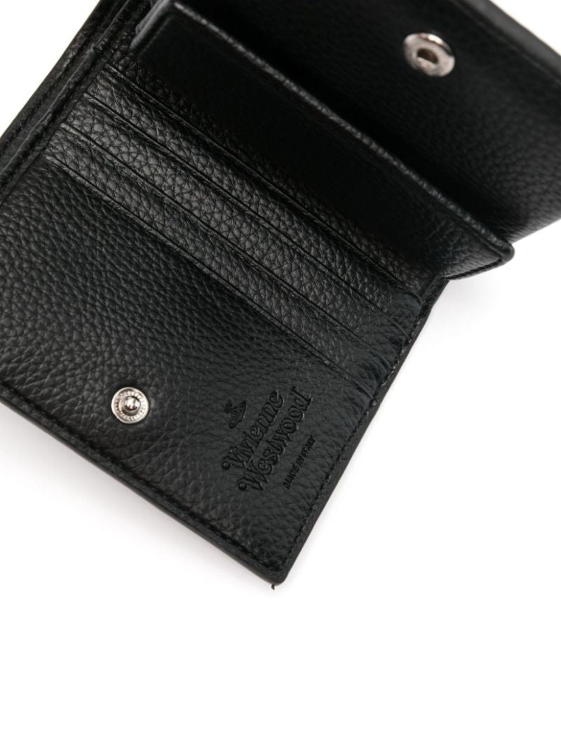 Black Orb-plaque Bi-fold Wallet