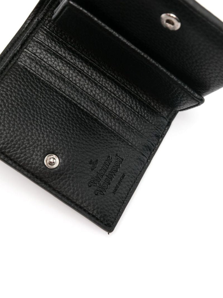 Black Orb-plaque Bi-fold Wallet
