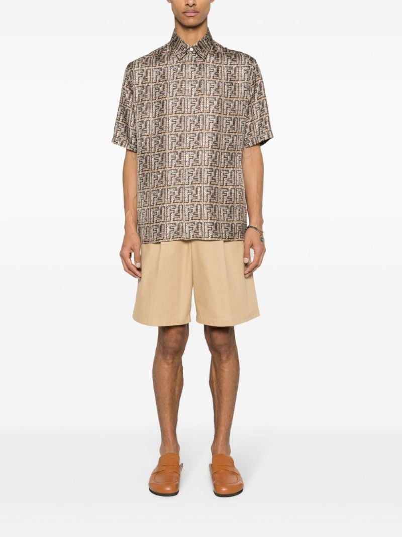 Brown Ff-print Silk Shirt