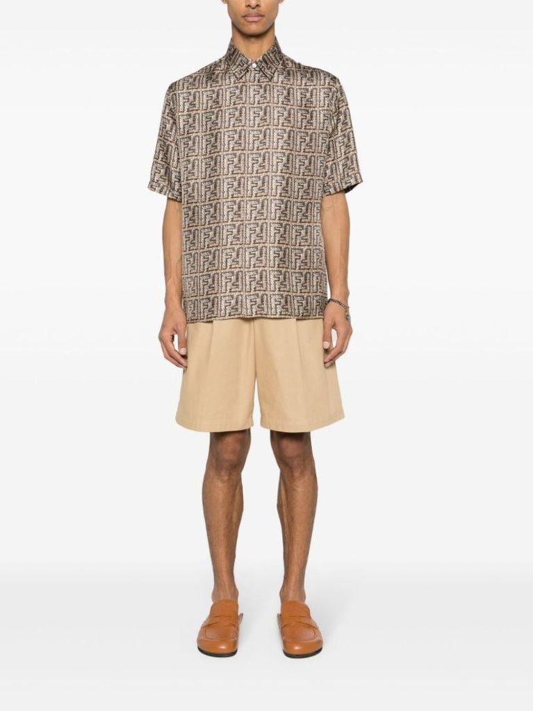 Brown Ff-print Silk Shirt