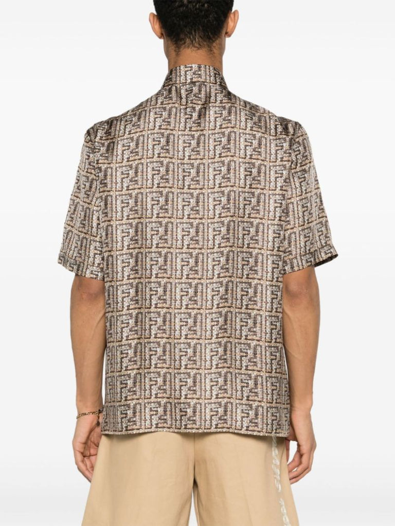 Brown Ff-print Silk Shirt