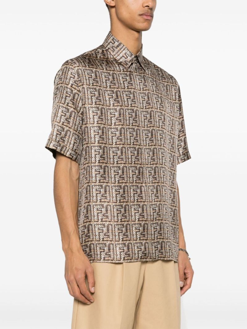 Brown Ff-print Silk Shirt