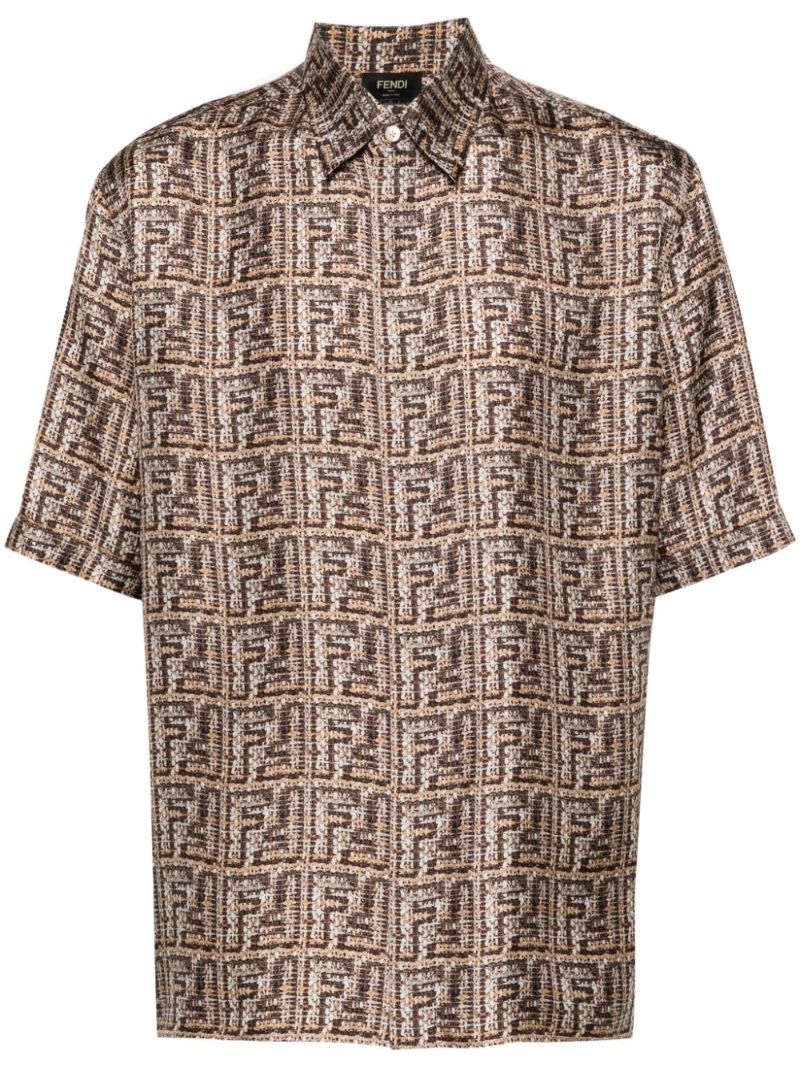 Brown Ff-print Silk Shirt