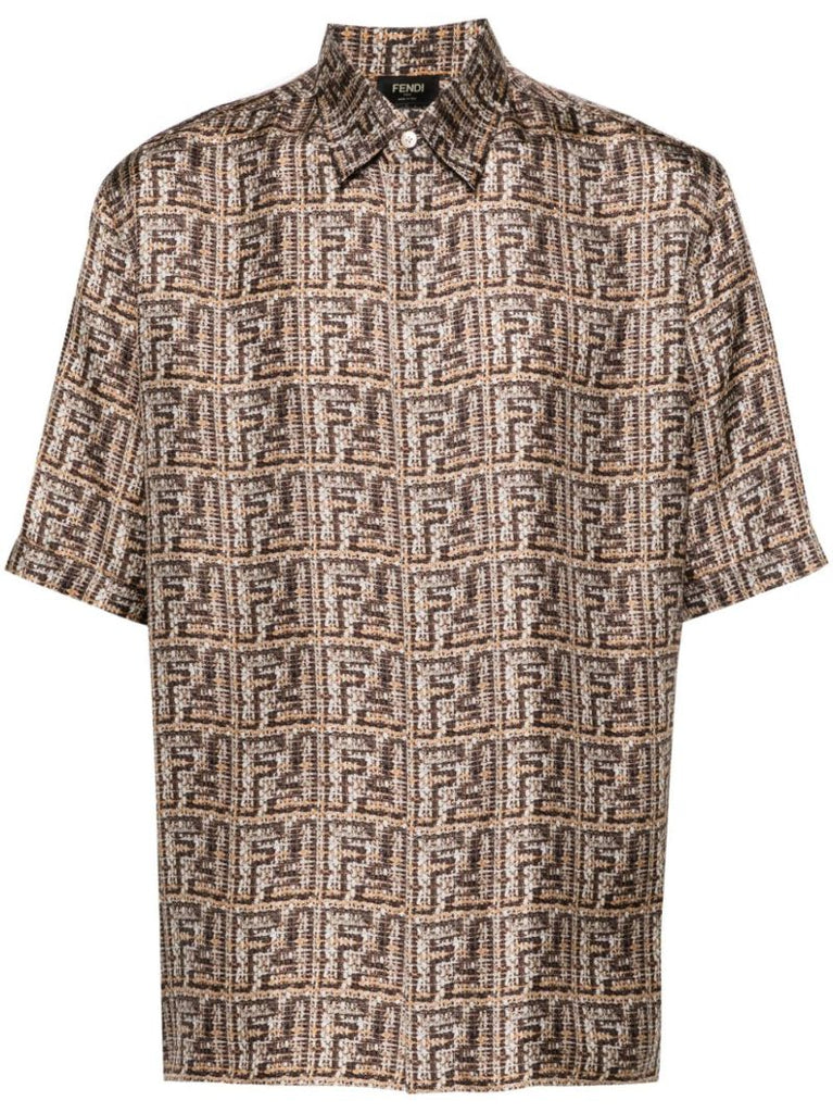 Brown Ff-print Silk Shirt