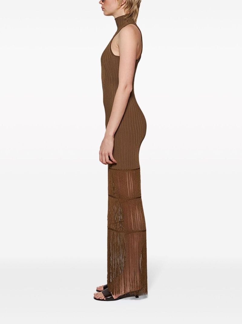 Brown Zare Ribbed-knit Maxi Dress