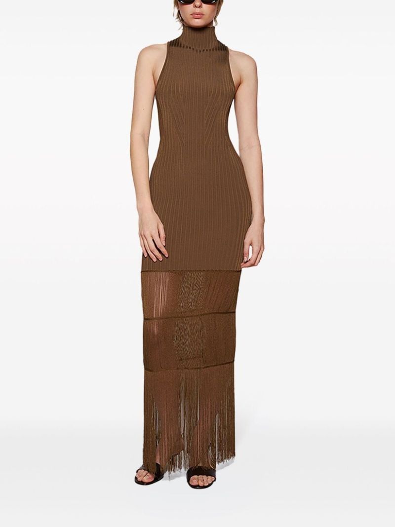 Brown Zare Ribbed-knit Maxi Dress