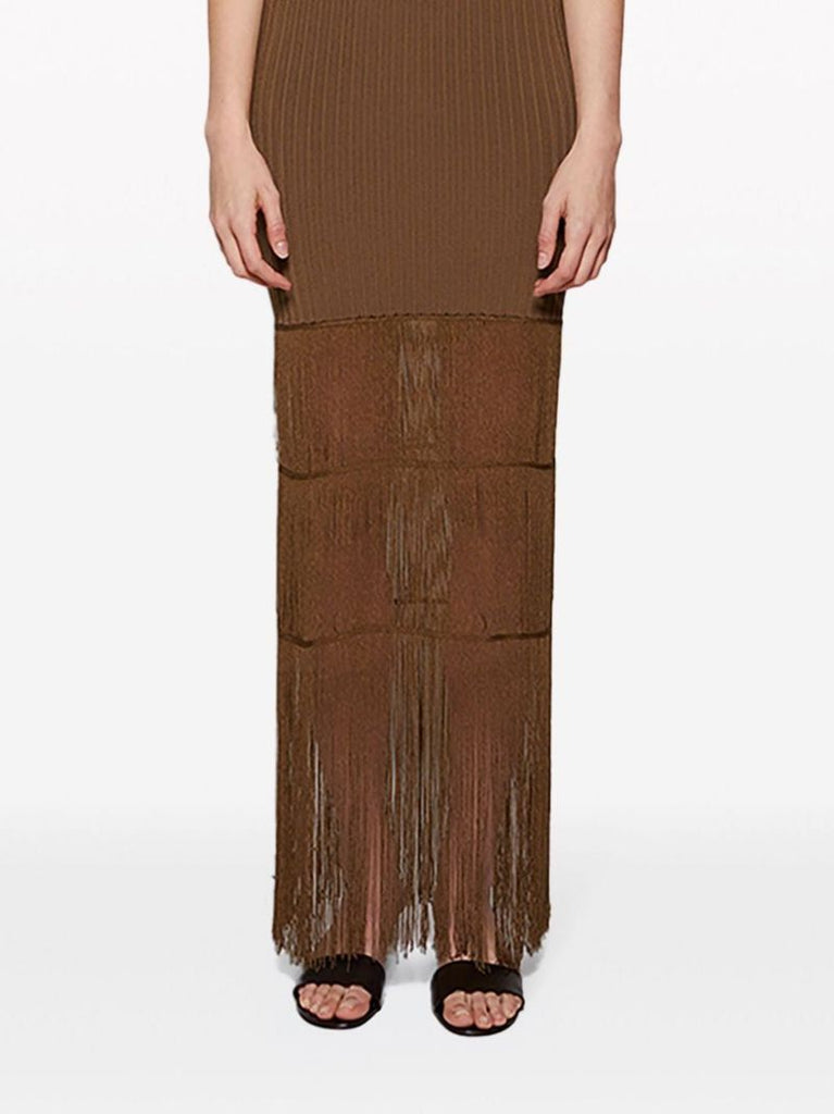 Brown Zare Ribbed-knit Maxi Dress