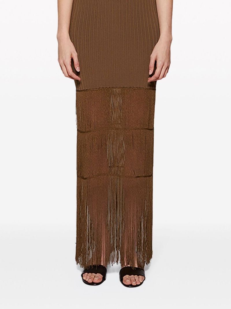 Brown Zare Ribbed-knit Maxi Dress