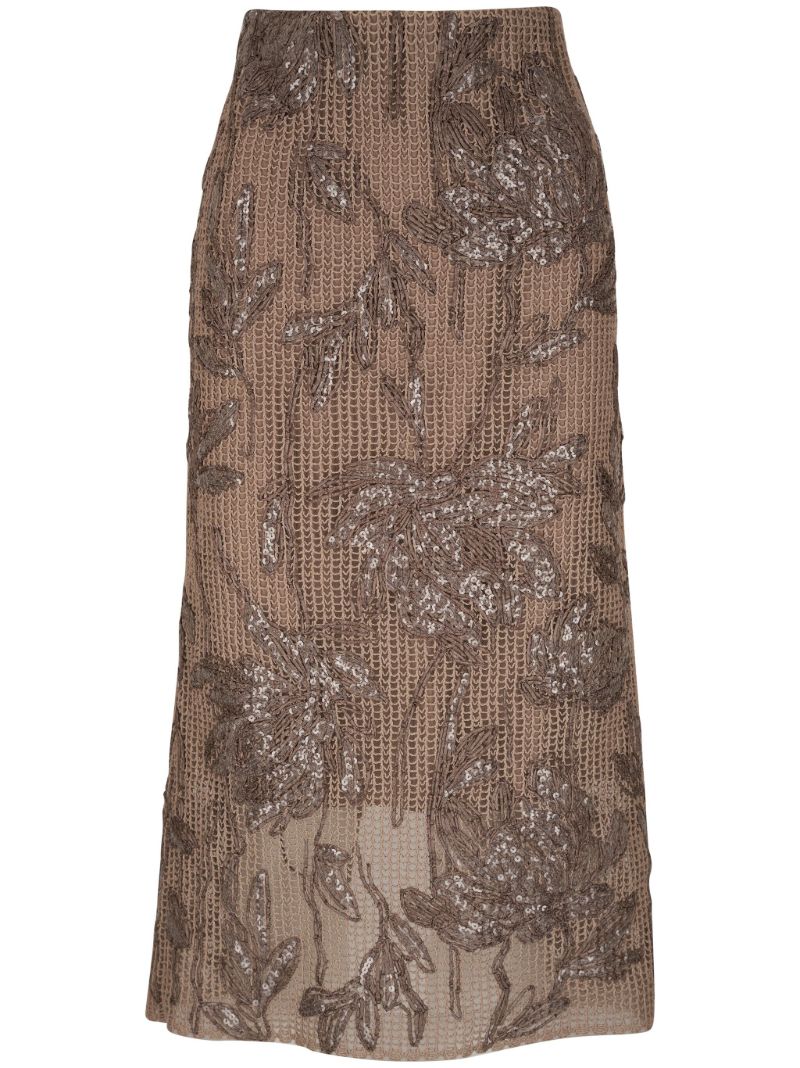 Sequin Mesh Midi Skirt