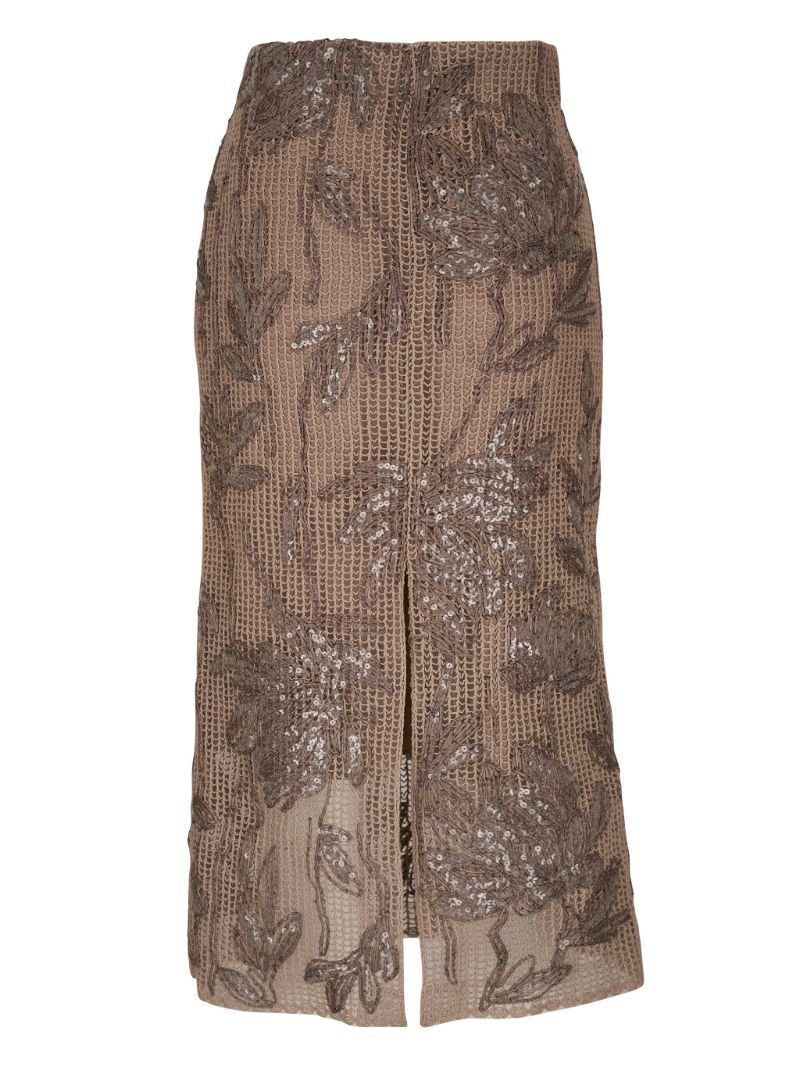 Sequin Mesh Midi Skirt
