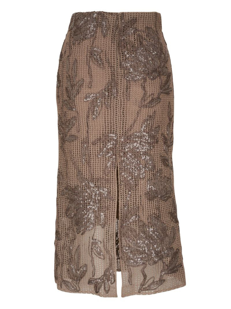Sequin Mesh Midi Skirt